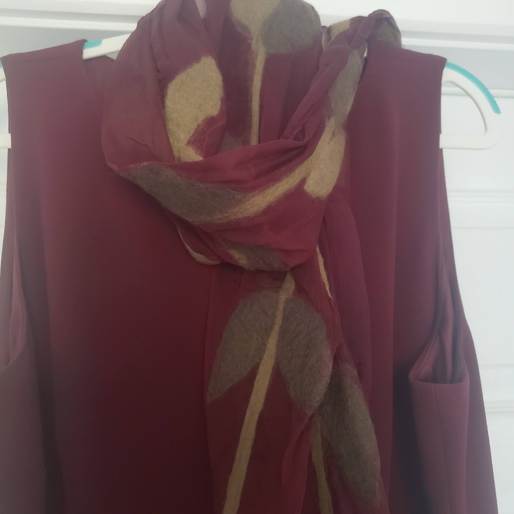 Jumpsuit size 12 Merlot Floor length. 2 Pieces with scarf. Semi-formal